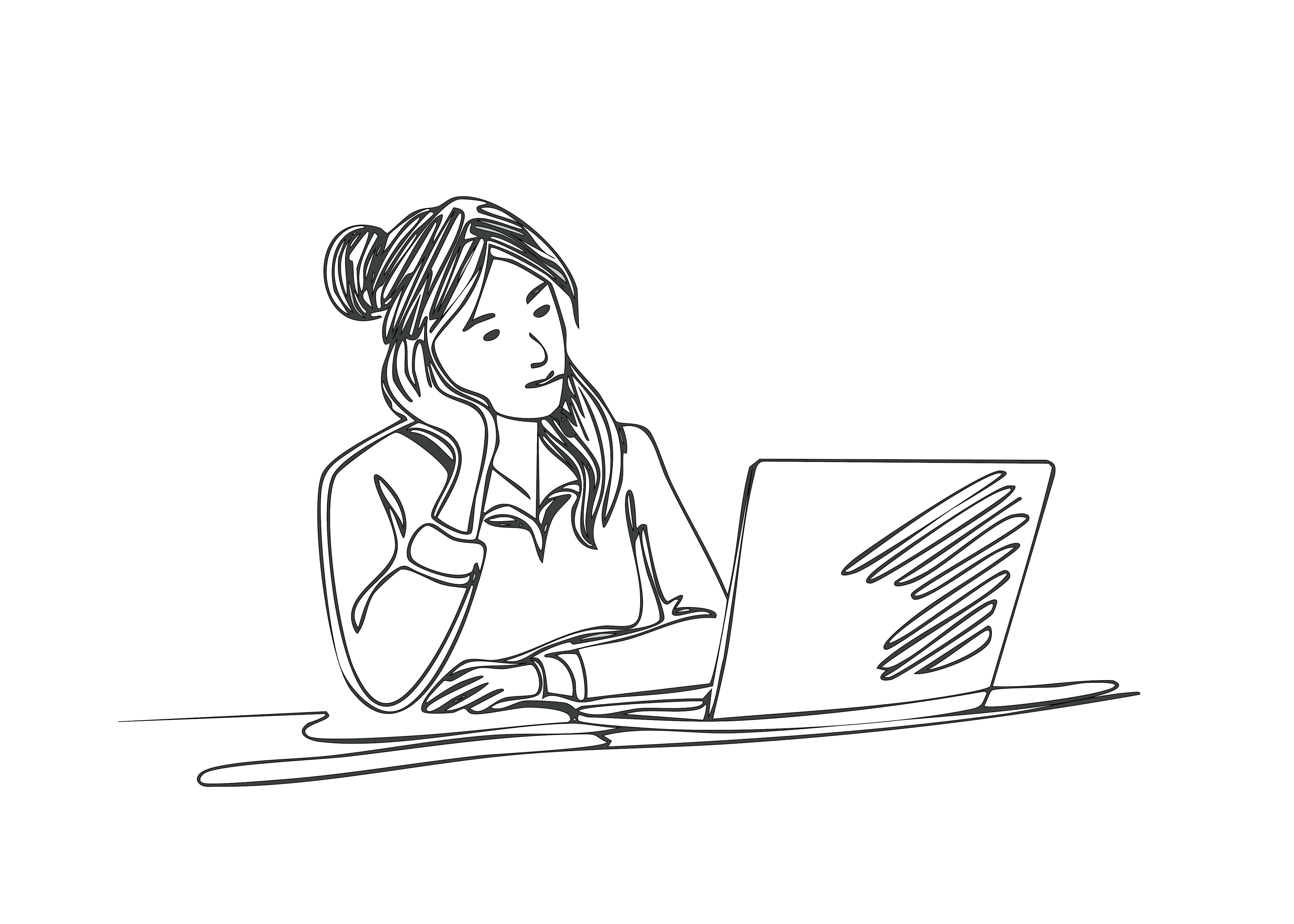 Bored person sitting at a laptop looking for something to play